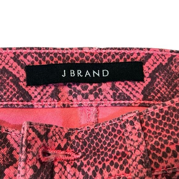 J Brand 620 Mid Rise Super Skinny Neon Pink Boa Print Size 26 - Picture 7 of 12